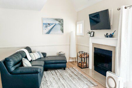 Snuggle up on your sectional, a favorite spot amongst guests, to watch a movie or enjoy the fireplace, you’ll feel right at home!