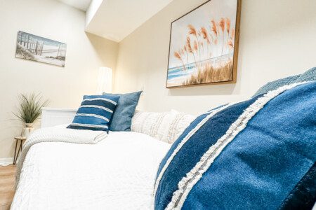 Day bed trundle for guests that pulls out to 2 twin beds.