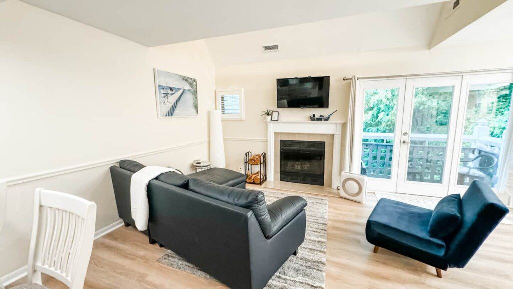 Enjoy an open floor plan with water sounds from the properties koi pond fountain right outside your door.