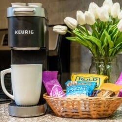 Enjoy complimentary K-cups, for your Keurig single cup coffee maker, to start your day.