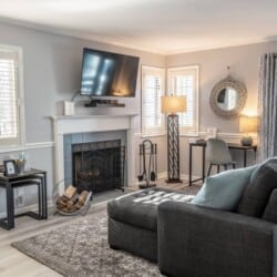 Take a quick nap on our cozy couch & lounge fireside in your very own private space! Our smart tv is fully equipped to support your Netflix or Hulu binge-watching needs. So log into your account, we won't tell anyone. We have basic cable as well!