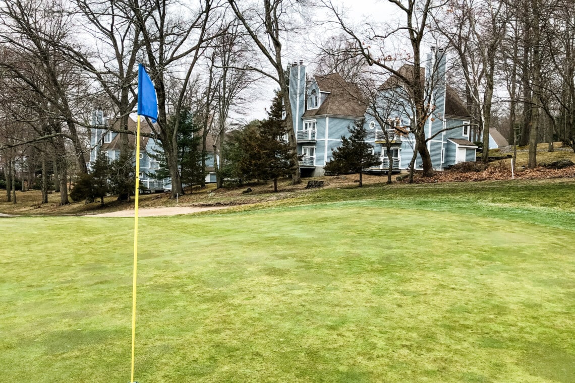 Settled directly on the Norwich Public Golf Course adjacent to holes 16 and 17. Watch players as they pass on the fairway.