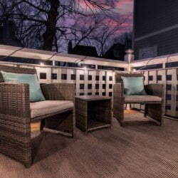 An evening out on the patio with a glass of wine and tranquil sounds of the fountain never gets old.
