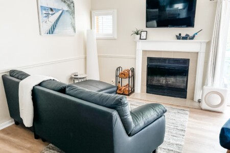 Snuggle up on your sectional, a favorite spot amongst guests, to watch a movie or enjoy the fireplace, you’ll feel right at home!