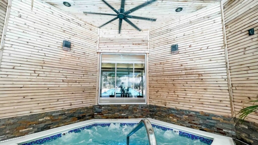 Hot Tub is located in ClubHouse 1. Open all year! Other amenities available with booking include: 2 Saltwater Pools- Open Seasonally Sauna Fitness room