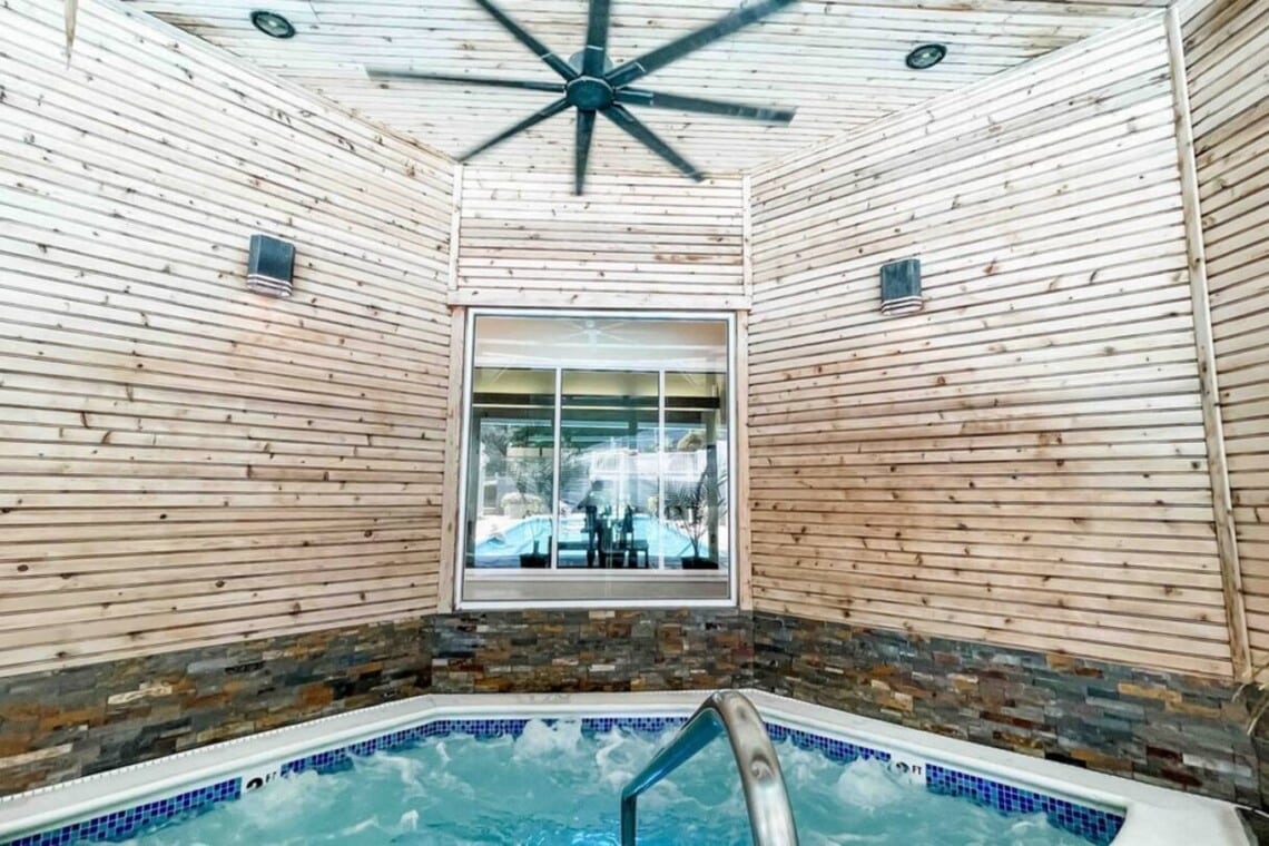 Hot Tub is located in ClubHouse 1. Open all year! Other amenities available with booking include: 2 Saltwater Pools- Open Seasonally Sauna Fitness room