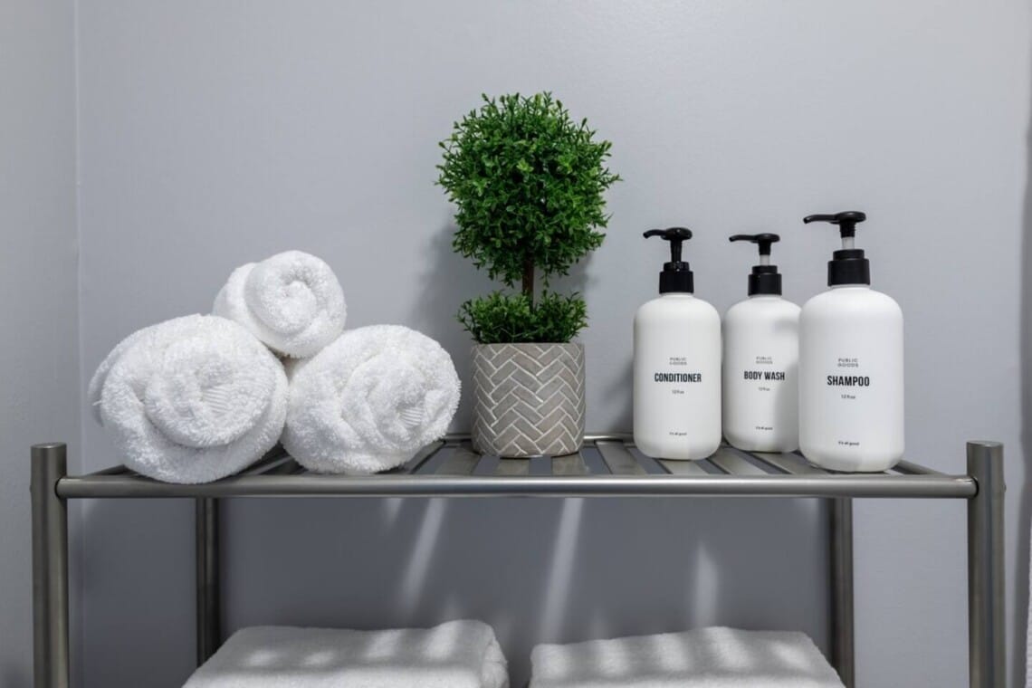 Pack light and save space for some local shopping! We've got you covered with complimentary shampoo, conditioner, and Body wash from Public Goods Other amenities include -linens -towels -toilet paper -hair dryer