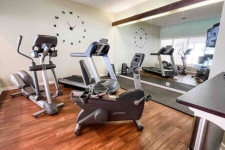 Located at Clubhouse 1, come break a quick sweat in our cardio room featuring an elliptical, treadmill, and stationary bike! Not into cardio? No problem! Take a dip in one of our saltwater pools or jacuzzi instead!