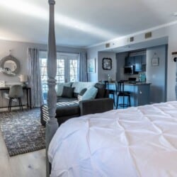 Our cozy and open floor plan is perfect for a lazy day in bed or just a homebody staycation to disconnect. Grab a little fresh air by opening the doors to your very own patio!